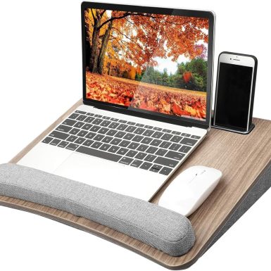 HUANUO Laptop Lap Desk with Cushion, Fit up to 15.6" Laptops, Woodgrain
