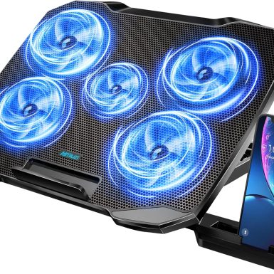 AIMIUZI Laptop Cooling Pad Laptop Cooler Stand, Laptop Fan Cooling Pad for 12-15.6 Inch Laptop Notebooks, 5 Quiet Fans, 5 Angle Adjustable Laptop Cooling Stand (Black)